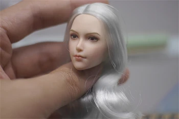  1/6 SDH021E Părul de Argint Fată Elf Cap Sculpta Modelul Detașabil Urechi se Potrivesc 12