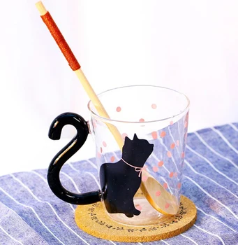  1 buc Rezistente la Căldură de Sticlă Ceașcă de Cafea Creative Pisica Coada se Ocupe de Cana de Cafea Ceasca de Ceai Cana de Ceai Pentru Acasa, Birou Școală Ustensile de Baut