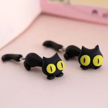  1 Pereche de Desene animate de Animale 3D Cercei Pentru Femei Nou Design Manual Galben Ochi de Pisica Drăguț Stud Cercel Moda Bijuterii Lut Polimeric