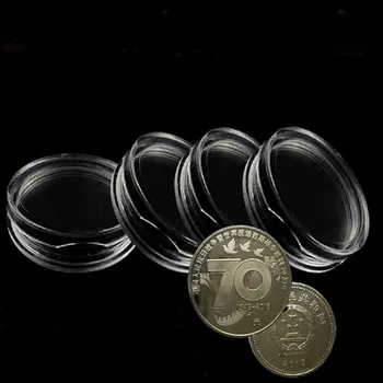  10buc 25mm Clar Rotund Cutie Far Suportul Monede de plastic, Capsule, cutii pentru Monede, Afișare Cazuri Monedă de Depozitare din Plastic Capsule Deținătorul
