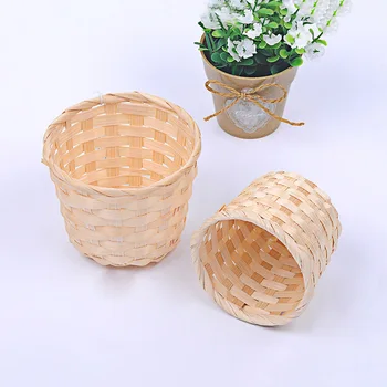  1buc Coș Mic Desktop de Finisare Casa de Depozitare Bambus Țesut Produse Diverse Organizator Rattan Planta Cutie de Răchită Basketl