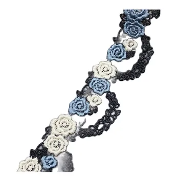  1Yards de Vânzare cele mai Bune Broderie Floare Trandafir Dantela Tesatura Albastru Negru Roz Panglică 3,5 cm Ghipura Tăiați Materiale de Cusut Rochie Decora