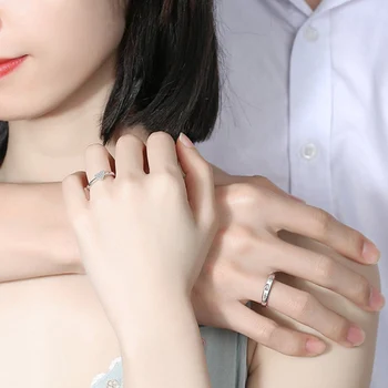  2 BUC de Moda de Culoare de Argint Inele de Nunta Pentru Femei Cuplu de Lux Zircon Inima Geometrice Deschide Reglabil Degetul Bijuterii Cadouri