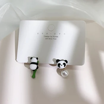  2021 Nou la Modă coreea Temperament Pearl Cercei ins Personalitate Asimetrice Panda Argint 925 Ac Cercei de sex Feminin