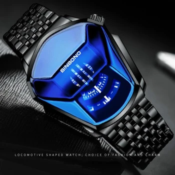  2022 BINBOND Moda Bărbați Ceas, ceas Mare stil, motocicleta concept, Stil business, ceas rezistent la apa,negru ceas tehnologie