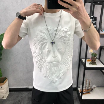 2022 Cap de Leu T-shirt pentru Bărbați Brand de Moda Personalizate coreean Scurt Maneca Tee Camasa pentru Barbati Haioase Tricouri Camisetas Hombre de sex Masculin