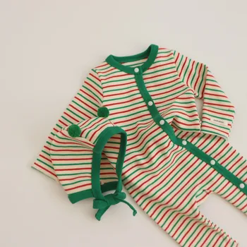  2022 Crăciun Copil Nou-Născut Fete Salopetă Și Pălării Toamna Iarna Infant Toddler Bumbac Cu Dungi Salopeta Copil Tinutele De Crăciun