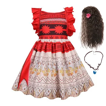  2022 Fete Moana Cosplay Costum pentru Copii Vaiana Printesa Rochie de Haine cu Colier pentru Costume de Halloween, Cadouri pentru Fata