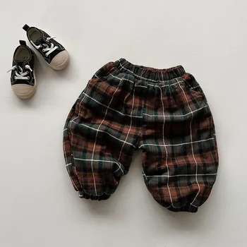  2022 Iarna Noi Copii Unisex Fleece Cald Pantaloni Baieti Casual Carouri Pantaloni Harem de Fete pentru Copii Confortabil Moale de Pluș Cross-pantaloni
