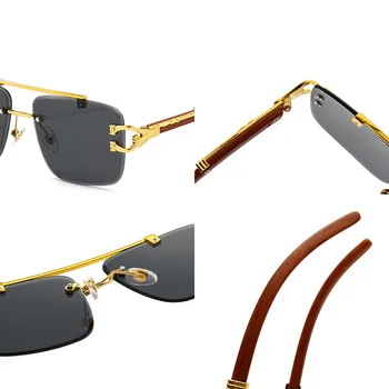  2022 Nou Model de Lemn Cap de Leopard ochelari de Soare Femei Bărbați Dublu Fascicul de Diamant Clasic de Epocă fără ramă Tăiat Pătrat ochelari de Soare