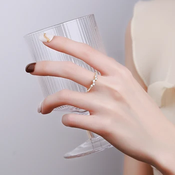  2022 NOUA Moda Aur de 18K Geometrică Cerc Cuplu Inel Pentru Femei Mic Cristal de Diamant Veritabil Sterling Argint Bijuterii Cadou
