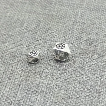  20buc din Argint 925 Hexagon Margele Fatetate w/ Flori Amprenta pentru Bratara Colier 3mm 4mm