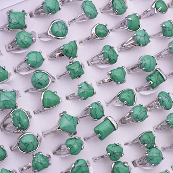  25Pcs Femei de Moda Verde Inel de Piatră de formă Geometrică Inele de Inima Întreagă de Bijuterii mai mare parte o Mulțime
