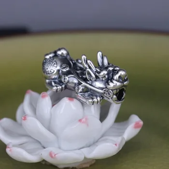  3D 999 Silver Pixiu Margele Real Argint Pur Noroc Fengshui Piyao Șirag de mărgele de Avere Pixiu Margele Vrac