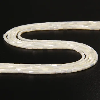  3x5mm Mama Alb de Perla Shell Margele Tub Naturale Pearl Shell Cilindru Margele pentru a Face Bijuterii Brățară Colier DIY 15