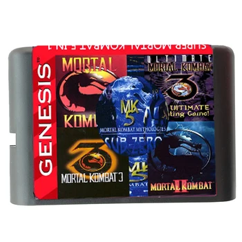  5 În 1 cartuș Joc Cu Mortal Kombt 1 2 3 4 5 Pentru GENEZA SEGA MegaDrive 16 bit Joc de Cartuș