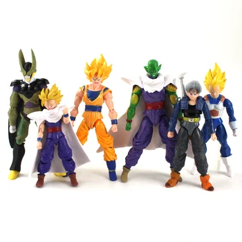  6 Buc/set Dragon Ball Acțiune Figura SHF Goku, Vegeta Trunchiuri Gohan Articulații Mobile și Față de schimbare Mâinile Figurine Anime Model de Jucărie