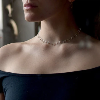  925 de Argint/Aur de 14K Umplut Naturale Pearl Colier de Aur Cravată Handmade, Pandantive Boho Pearl Bijuterii pentru Femei de Argint Colier