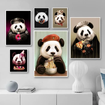  Animale Panza Tablouri de Arta Panda de Postere și de Imprimare Cuadros de Perete de Artă pentru Copii Dormitor Decor Acasă Cadou Neînrămate