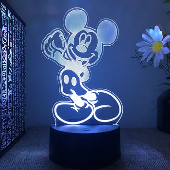  Anime Mickey Mouse Lampa Figura lui Mickey Mouse Minnie 3D Led Lumina de Noapte Schimbare de Culoare figurina Model de Jucărie Copil Cadou de Ziua de nastere