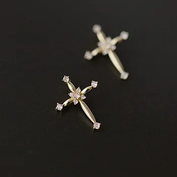  Argint 925 Clasic Cristal Cruce Cravată Colier Pandantiv pentru Femei Placat cu Aur 14K Coliere Petrecere de Nunta Bijuterii Cadou