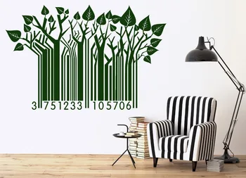  Arta de coduri de Bare Copac Perete Autocolant Vinil Simbol de cod de Bare Copaci Verzi Grijă de chemarea Naturii Elegant, Modern Decor Acasă Decalcomanii LA950