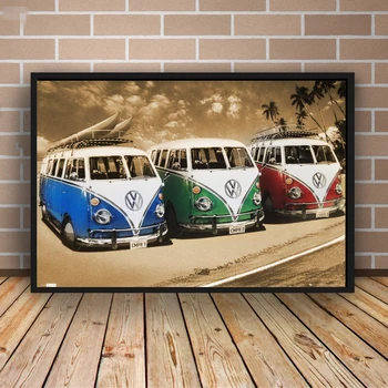  Arta modernă Imens Montat pe Perete Surf Caravana Volkswagen VW Autobuze California Beach Epocă Poster de Colecție Acasă Cuadros Decor
