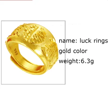  Aur de 24K Culoare Periat Gravură Norocos 999 Timbru Degetul Deschiderea Bărbați Inele Bijuterii Prietenie Logodna Nunta Inel Neobișnuit