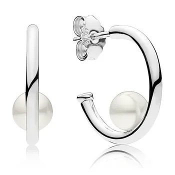  Autentic Argint 925 Clipe Contemporan Cu Perle Hoop Cercei Pentru Femei, Cadou De Nunta Bijuterii De Moda