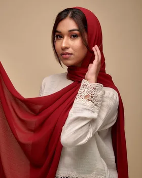 Brand Plisate Șifon Noi Femeile Soldat de Culoare Premium Grele Sifon Hijabs Eșarfe Femei Hijab Lung Șal