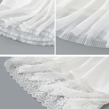  Bumbac alb non static plasă de dantelă fusta interioara la mijlocul lungime elastic talie jupon pentru rochie de toamnă și de iarnă bottom fusta