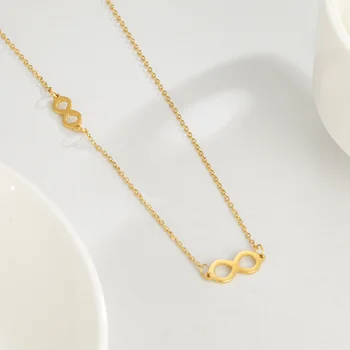  Cazador Nou Minimalist Infinity Cravată Colier pentru Femei Inoxidabil Culoare de Aur de Oțel Număr Norocos Opt Geometrice Coliere Cadouri
