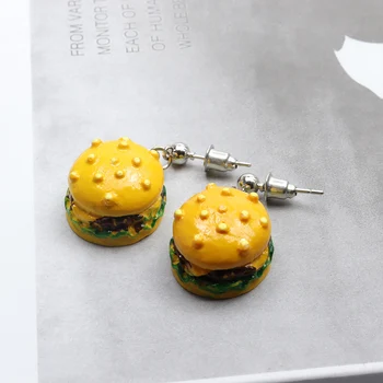  Cercel Pentru Femei Drăguț Mini Rășină De Simulare Hamburger Creatoare De Moda Cercei Doamnelor Fete Legăna Cercei Bijuterii