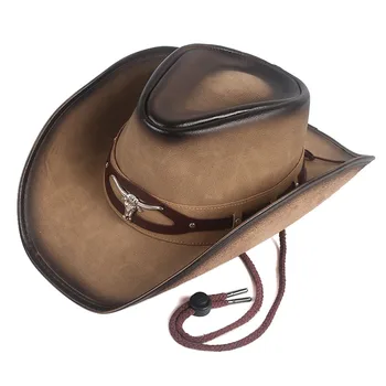  Clasic Unisex Din Piele, Pălării De Cowboy Femei Bărbați Vest Pălărie De Cowboy Pentru Tata Domn Doamna Sombrero Hombre Jazz Capace Pachet Bun
