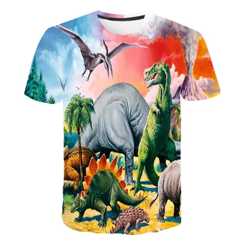  Copii Băieți Dinozaur tricouri Copii de Desene animate 3D Print cu Maneci Scurte Jurassic Park Topuri Copii Moda T-shirt 3-14 Ys Boys T-shirt