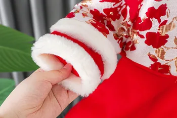  Copilul Fete pentru Copii de Anul Nou Rochii de Printesa+Strat Copii Sweety Gros Cald Tang Costum Chinezesc Haine Set Iarna 2 buc Utilaje