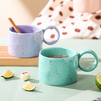  Coreea De Culoare Ceramice Glazurate Cani Mari Cu Mânere Rotunde Personalizate Cana De Cafea Biroul De Acasă Beau Ceai Cu Lapte Iaurt Drinkware