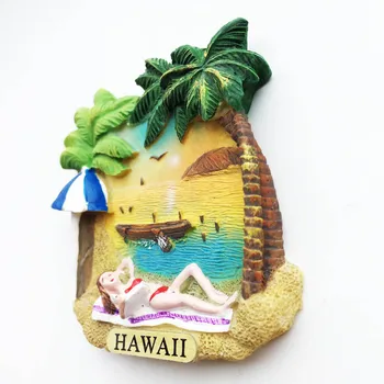  Creative Magnetic Magneti de Frigider de Turism Hawaii Suveniruri Trei-dimensional Ocean Stil Decorativ Pictat Manual Meserii