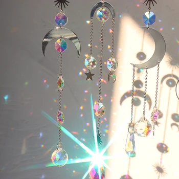  Cristal Windchime Ornamente Stele, Luna Pandantiv Agățat Clopoteii De Vant Fereastra Ambarcațiuni Pomul De Crăciun În Aer Liber, Grădină, Decor Acasă