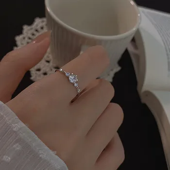  Culoare Argintiu Stralucitor Zirconiu Deschide Inele Pentru Femei Nișă Design Reglabil Indicele Deget Inelul De Nunta Inel De Logodna Bijuterii