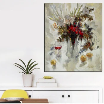  De Dimensiuni mari Abstract Flori in Vaza Pictură în Ulei Print pe Canvas Modern Minimalist Orhidee Poster de Arta pe Perete Poza Cuadros Decor