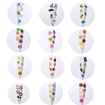  Decoratiuni de Arta unghiilor Unghii Accesorii Daisy Flori Si frunze Mixte de Unghii de Paste Ultra subțire de unghii furnir 3D Nail Art 1box