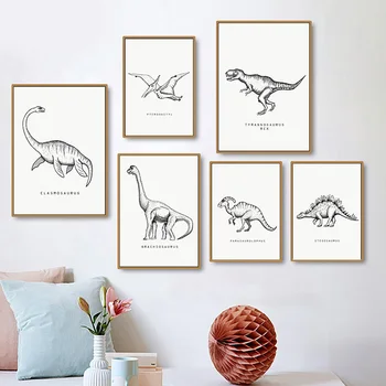  Desene Animate Dinozaur Triceratops Minimalist Arta De Perete Panza Pictura Nordică Postere Si Printuri De Perete Imagini Pentru Băiat Decor Camera Pentru Copii