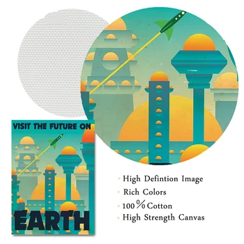  Desene Animate Viitorul Arta Print Spațiu De Călătorie Poster De Epocă Planeta Scape Panza Pictura Nava Planta Poza Perete Living Decorul Camerei