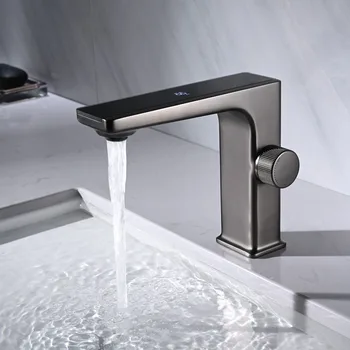  Digital de baie robinet de lux ecran robinet chiuveta de baie alb, apa de la robinet robinet macara Bazinul robinet baie chiuveta de robinet