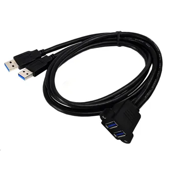  Dual USB 3.0 de sex Masculin la Feminin cu Surub Montare Panou Găuri Extensie Cablu 0,3 m/0,6 m/1m