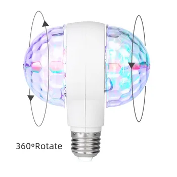 E27 Dual Cap Rotativ RGB LED Lumina de Scena Mică Magic Ball Sunet Activat de Rotație Lampa LED Culoare proiector