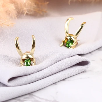  Elegant Verde Cristal de Culoare de Aur Loki Casca Cercei Stud pentru Femei Barbati Tendință de Personalitate super-Erou Farmec Cercei