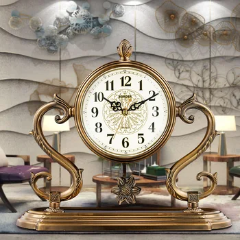  Europene, ceas, camera de zi ceas și ceas de ornamente, de lux lumina metal placat cu mare ceas de pe desktop și pendulul