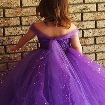  Fete Purple Glitter Princess Tutu Dress Copii Croșetat Corset Cu Paiete, Rochie Din Tul Rochie De Bal De Crăciun Pentru Copii Petrecere Rochie Costum